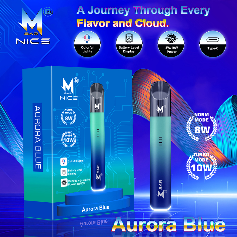 High - Tech Vape Pen: 4 - Level Battery Indicator, RGB Lights, 1 - 8W Adjustable, 380mAh, Metallic Design